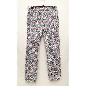 Peck & Peck Ankle Pants Size 8 29”Stretch Ankle Nylon Rayon Pink Blue Floral